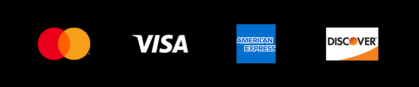 Mastercard, Visa, American Express, and Discover logos