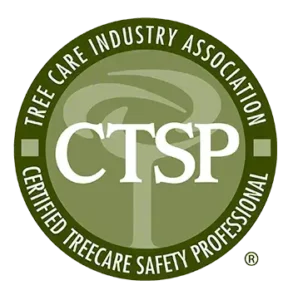 Logo of the Tree Care Industry Association featuring the text "CTSP" and "Certified Treecare Safety Professional" on a circular green background.