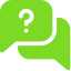 Two overlapping green speech bubbles, one with three dots and the other with a check mark, on a transparent background.